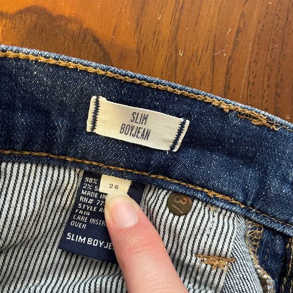 Madewell Distressed Womens Size 26 Jeans Slim Boyjean Stretch Medium Wash - Picture 5 of 12